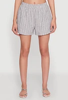Womens High Waisted Pinstripe Shorts, Grey, Size M