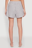 Womens High Waisted Pinstripe Shorts, Grey, Size M