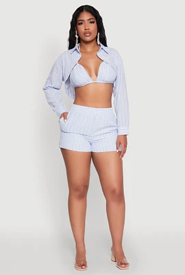 Womens High Waisted Pinstripe Shorts,