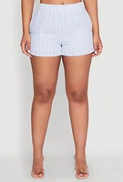 Womens High Waisted Pinstripe Shorts,
