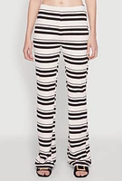 Womens Textured Knit Striped Flared Pants, Multi, Size L