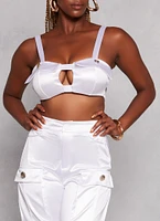 Womens Keyhole Front Bustier Top, White, Size S