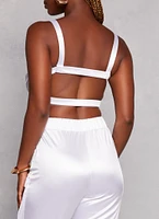 Womens Keyhole Front Bustier Top, White, Size S