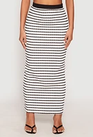 Womens Striped Textured Knit Maxi Skirt, Multi, Size S