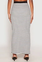 Womens Striped Textured Knit Maxi Skirt, Multi, Size S