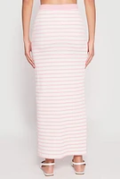 Womens Striped Textured Knit Maxi Skirt, Pink, Size L