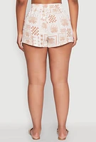 Womens Palm Tree Print Elastic Waist Shorts,