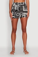 Womens Trendy High Waisted Crepe Knit Shorts with Elastic Waist, Black, Size XL