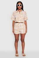 Womens Trendy High Waisted Crepe Knit Shorts with Elastic Waist,