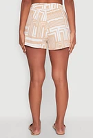 Womens Trendy High Waisted Crepe Knit Shorts with Elastic Waist,