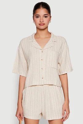 Womens Linen Pinstripe Shirt,