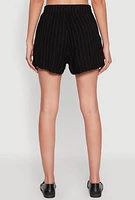 Womens Linen Pinstripe Shorts,
