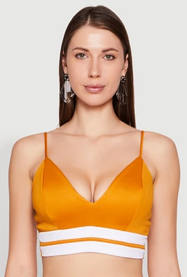 Womens Varsity Stripe Detail Bralette, Yellow, Size M