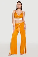 Womens Varsity Stripe Detail Bralette, Yellow, Size M