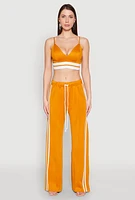 Womens Varsity Stripe Detail Bralette, Yellow, Size M