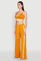 Womens Varsity Stripe Detail Bralette, Yellow, Size M