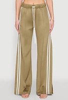 Womens Pintuck Varsity Stripe Drawstring Pants, Green, Size XL