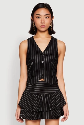 Womens Pinstripe Cropped Vest,