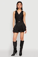 Womens Pinstripe Cropped Vest,