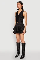 Womens Pinstripe Cropped Vest,