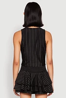 Womens Pinstripe Cropped Vest,