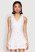 Womens Pinstripe Cropped Vest, White, Size M