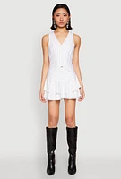 Womens Pinstripe Cropped Vest, White, Size M