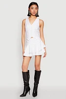 Womens Pinstripe Cropped Vest, White, Size M