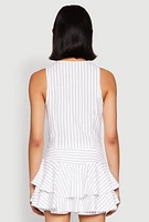 Womens Pinstripe Cropped Vest, White, Size M