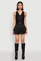Womens Pinstripe Tiered Skort,