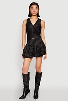 Womens Pinstripe Tiered Skort,