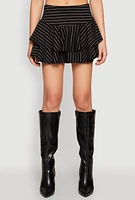 Womens Pinstripe Tiered Skort,
