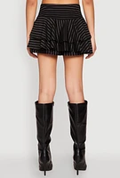 Womens Pinstripe Tiered Skort,