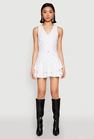 Womens Pinstripe Tiered Skort, White, Size S