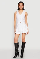 Womens Pinstripe Tiered Skort, White, Size S
