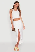 Womens Soft Knit Cropped Tank Top, White, Size XL