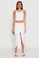 Womens Soft Knit Cropped Tank Top, White, Size XL