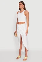 Womens Soft Knit Cropped Tank Top, White, Size XL