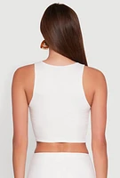 Womens Soft Knit Cropped Tank Top, White, Size XL