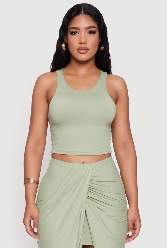 Womens Soft Knit Cropped Tank Top, L