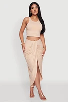 Womens Soft Knit Cropped Tank Top, Beige, Size S