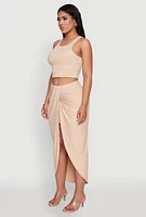 Womens Soft Knit Cropped Tank Top, Beige, Size S