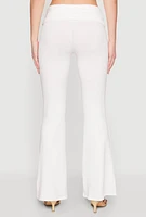 Womens Ruched Flare Leg Pants, White, Size S