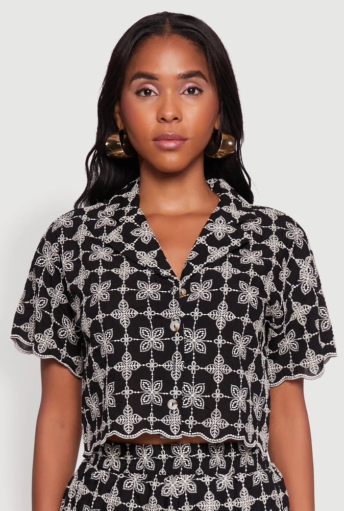 Womens Patterned Decorative Stitch Shirt, Multi, Size M