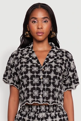 Womens Patterned Decorative Stitch Shirt, Multi, Size M