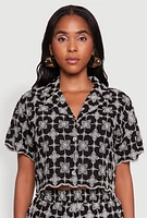Womens Patterned Decorative Stitch Shirt, Multi, Size M