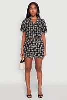 Womens Patterned Decorative Stitch Shirt, Multi, Size M