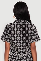 Womens Patterned Decorative Stitch Shirt, Multi, Size M