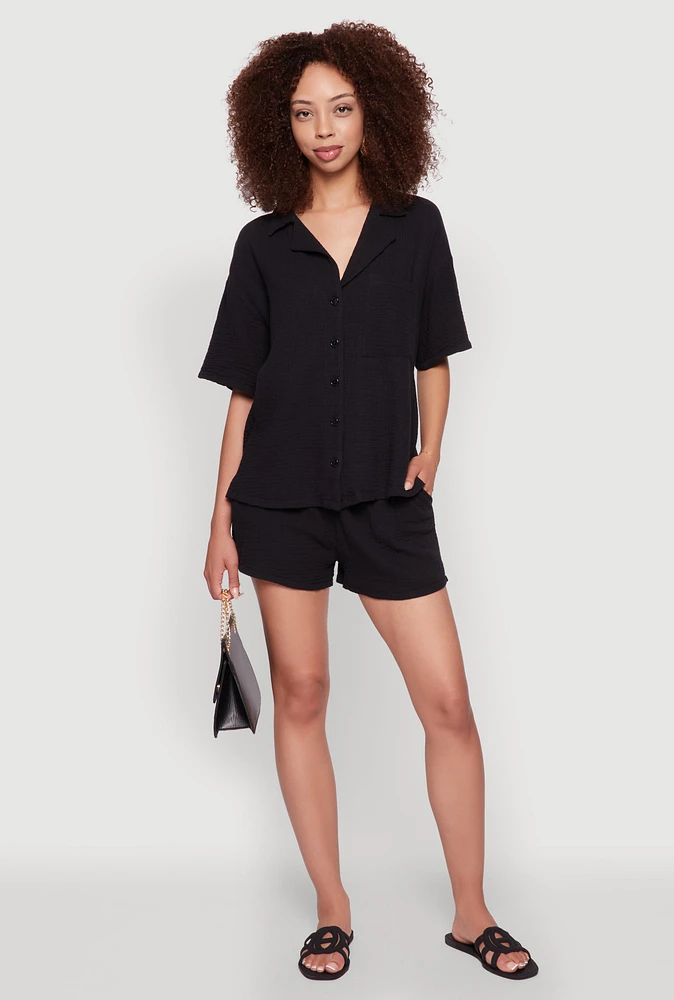 Womens Trendy Gauze Knit Shorts for Casual Summer Wear,