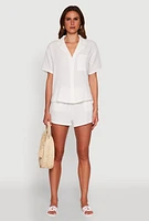 Womens Trendy Gauze Knit Shorts for Casual Summer Wear, White, Size M